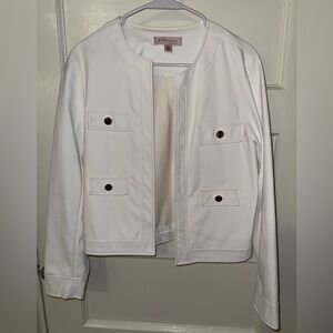 White Leather Jacket with Buttons